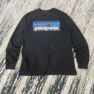 Patagonia Responsibili-tee Men's Small Long‎ Sleeve Black Regular Fit Polycotton